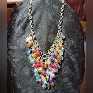 Multi colored crystal teardrop necklace